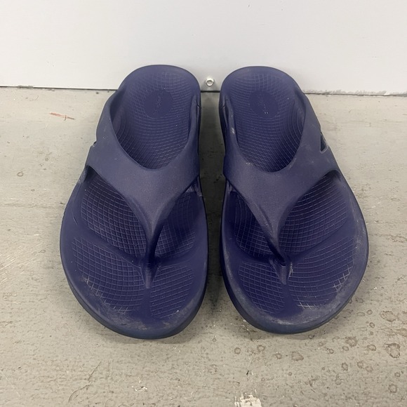Oofos Thong Sandals Navy Women's Size 13 Men's 11 Recovery Comfort Flip Flops‎ - Picture 3 of 7